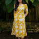 Mustard Cotton bloom Midi Dress