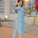Skyblue Flower Cotton Kurti
